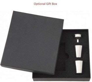 Black Presentation Gift Box for Top Shelf Hip Flasks, 1 Box, 2 Shot Cups, 1 Funnel