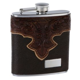 6 Oz. Genuine Brown Leather Hip Flask Holders