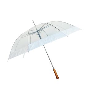 Rain Umbrella - Clear - 48" Across - Rip-Resistant  - Auto Open - Light Strong Metal Shaft and Ribs - Resin Handle