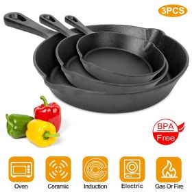 3Pcs Pre-Seasoned Cast Iron Skillet Set