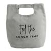 Grey Canvas Button Lunchbox Bag Large Capacity Portable Insulated Bento Bag Lunch Bag