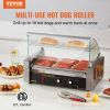 VEVOR Hot Dog Roller 7 Rollers 18 Hot Dogs Capacity 1050W Stainless Sausage Grill Cooker Machine with Dual Temp Control Glass Hood Acrylic Cover Bun W