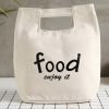 Beige Canvas Button Lunchbox Bag Large Capacity Portable Insulated Bento Bag Lunch Bag