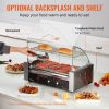 VEVOR Hot Dog Roller 7 Rollers 18 Hot Dogs Capacity 1050W Stainless Sausage Grill Cooker Machine with Dual Temp Control Glass Hood Acrylic Cover Bun W