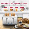 (Don't sell on Amazon) Toaster 4 slices, geek chef stainless steel extra-wide slot toaster, dual control panel with bagel/defrost/cancel function, 6 s