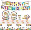 Art Painting Paper Plates Serves 20 Guests Baby Showers Birthday Party Supplies Set Disposable Party Tableware for Kids Dinner Plates, Napkins, Cup 92