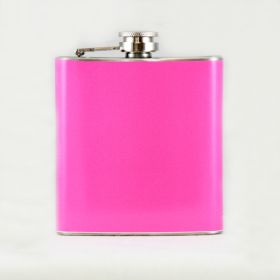 Hip Flask Holding 6 oz - Pocket Size, Stainless Steel, Rustproof, Screw-On Cap - Pink Finish