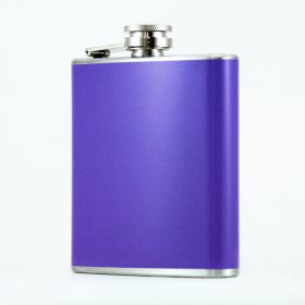 Hip Flask Holding 6 oz - Pocket Size, Stainless Steel, Rustproof, Screw-On Cap - Purple Finish