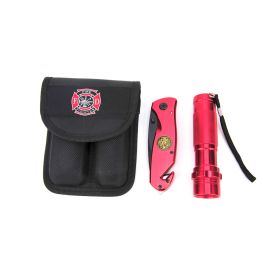 Firefighter Survival Knife and Flashlight Set