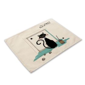 Animal Cat Heat Proof Mat Western-style Placemat Fabric Tableware (Option: MA0125 4)