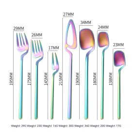 304 Stainless Steel Tableware Knife And Fork Stirring Spoon (Option: Colorful 7pcs set-2set)