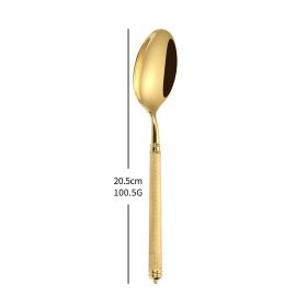 304 Stainless Steel Knife, Fork And Spoon Set (Option: Golden Main Meal Spoon)