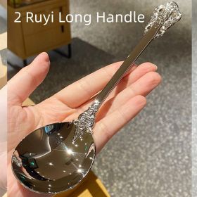 Stainless Steel Western Tableware Round Head (Option: 2 Ruyi Long Handle)