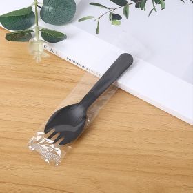 Plastic Forks and Spoons (Color: 100pcs Black)