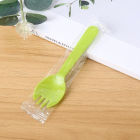 Plastic Forks and Spoons (Color: 100pcs Green)