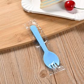 Plastic Forks and Spoons (Color: 100pcs Blue)