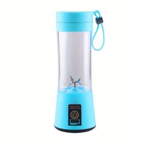 1pc Portable 6 Blades In 3D Juicer Cup, Updated Version Rechargeable Juice Blender Secure Switch Electric Fruit Mixer For Superb Mixing, USB Rechargea (Color: Blue)