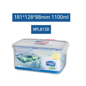 Plastic Fresh-keeping Lunch Box Sealed Food Refrigerator Storage Box Bento Box Microwaveable (Model: HPL815D-1100ML)