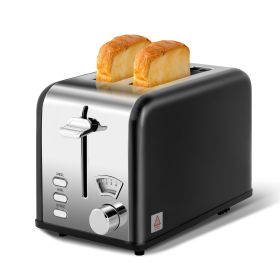 2-Slice Toaster with 1.5 inch Wide Slot, 5 Browning Setting and 3 Function: Bagel, Defrost & Cancel, Retro Stainless-Steel Style, Toast Bread Machine (Color: as Pic)