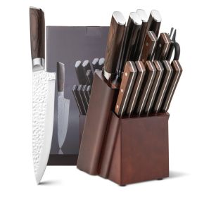 Daily Necessities Kitchen Knife Set Stainless Steel Knife Block Set (Type: Style B 15 Pcs, Color: As pic show)