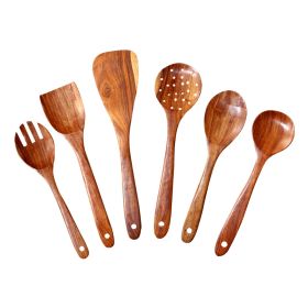 WILLART Kitchen Utensils Set; Wooden Cooking Utensil Set Non-stick Pan Kitchen Tool Wooden Cooking Spoons and Spatulas Wooden Spoons for cooking salad (Brown: Spatula)