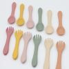 Baby Food Grade Complementary Food Training Silicone Spoon Fork Sets